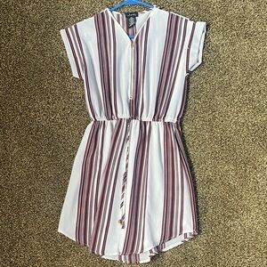 Justify Burgundy and White Striped Romper
